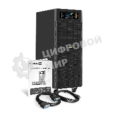 Источник бесперебойного питания On-line ExeGate PowerExpert TL-575-10kVA.192V.LCD.AVR.T.USB.RS232.SNMP 10000VA/10000W, On-Line, PF=1, LCD, клеммы, RS232, USB, SNMP-slot, встроенные батареи 12V 7.2Ah - 16шт, возможность подключения до 4 внешних батарейных блоков 192В, Tower, металлический корпус на колесиках, черный