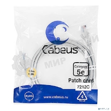 Патч-корд UTP Cabeus PC-UTP-RJ45-Cat.5e-1.5m, cat. 5e, 1.5 м, неэкранированный, серый