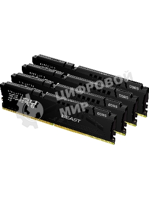 Оперативная память Kingston Fury Beast, DDR5, 128Gb (4x32Gb), 5200MHz, CL40, DIMM, радиатор, черный