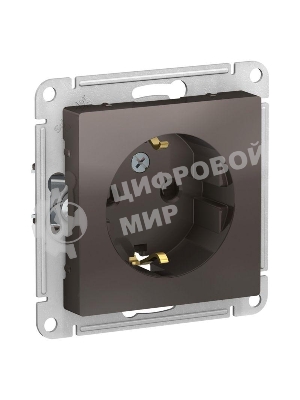 Механизм розетки 1-м СП AtlasDesign с заземл. защ. шторки 16А мокко SchE ATN000645