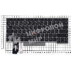 Клавиатура для ноутбука Lenovo ThinkPad E480 E485 черная с серебристой рамкой