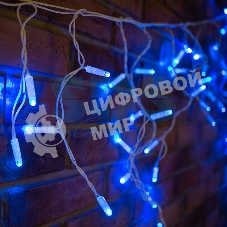 Гирлянда Neon-night Айсикл (бахрома) светодиодный, 2,4 х 0,6 м, белый провод, 230 В, диоды синие, 76 LED