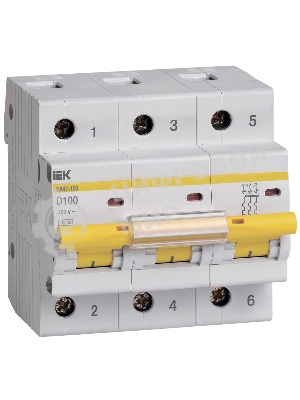 Выключатель автоматический модульный 3п D 100А 10кА ВА47-100 IEK MVA40-3-100-D