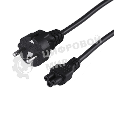 Шнур сетевой Rexant евровилка–евроразъем С5, кабель 3x0,5мм², 3м, для питания ноутбука (пакет ПВХ)