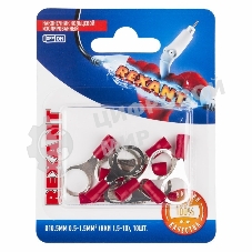 Наконечник кольцевой Rexant изолированный ø10.5 мм, 0.5-1.5 мм², НКи 1.5-10/RV1.25-10, красный, в упак. 10 шт.