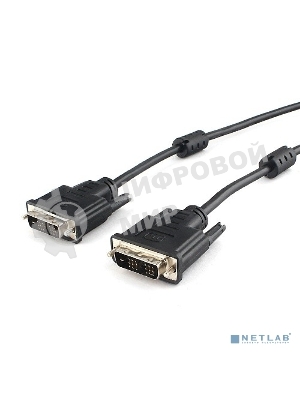 Кабель DVI-D single link Cablexpert CC-DVIL-BK-6, 19M/19M, 1.8м, CCS, черный, экран, феррит.кольца, пакет