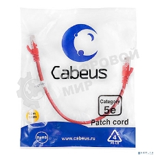 Шнур комм. Cabeus, Cat.5e, неэкр., U/UTP, RJ45/RJ45, PVC, AWG24, 0.3м, красный