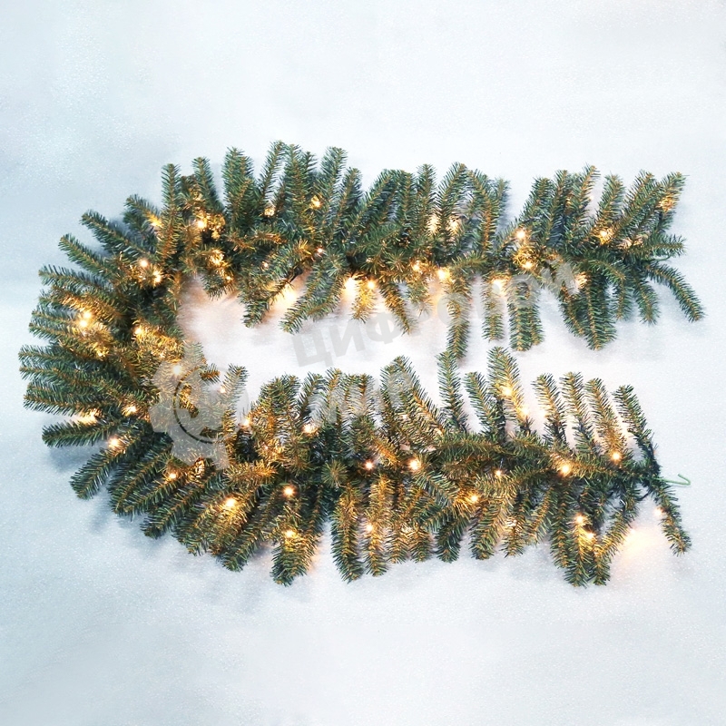 Еловый шлейф Neon-night искусственный 2,7 м Теплое белое свечение 80 LED