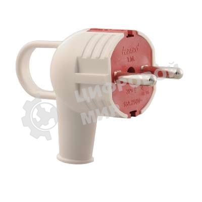 Вилка электрич. с ручкой с заземл. бел/красн. Lezard 715-0201-602