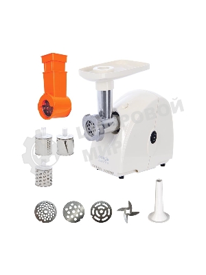 Мясорубка электрическая Аксион М31.03 белый, 1500 Вт, 1.7 кг/мин, реверс, защита от перегрузки, насадки - 4