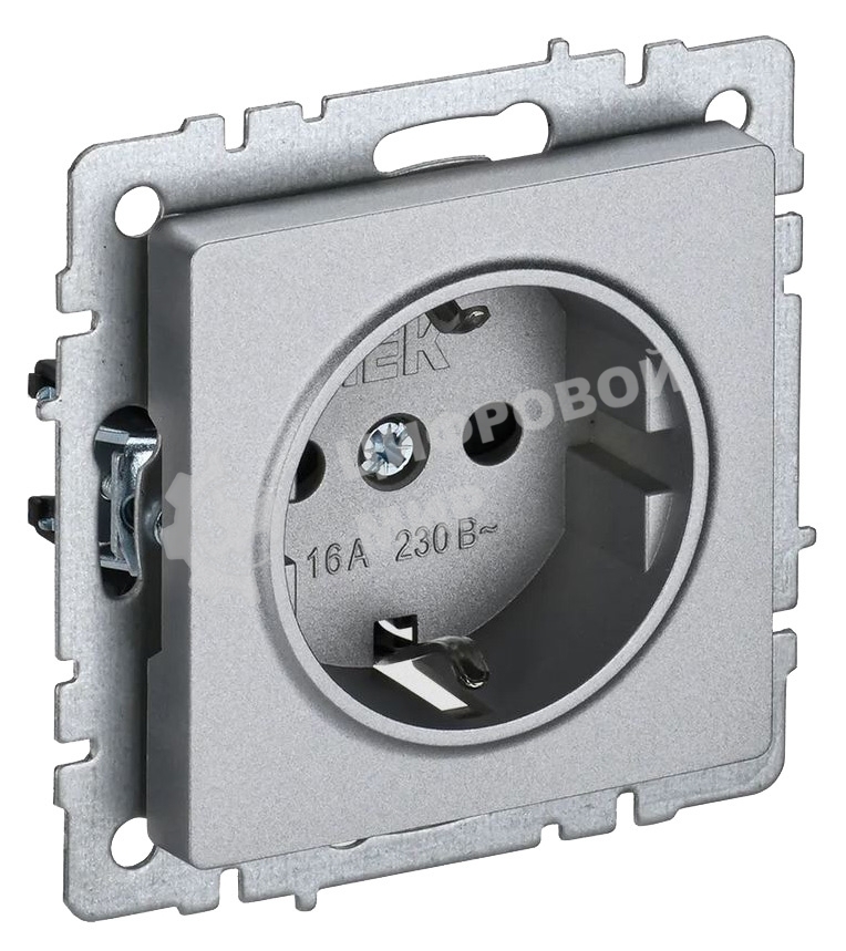Розетка BRITE РС11-1-0-БрА 16А с заземл. без защ. шторки алюм. IEK BR-R11-16-K47