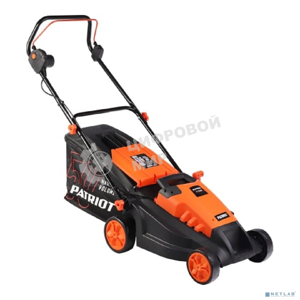 Газонокосилка электрическая PATRIOT PT 1639E бесщеточный, 38см, 1600Вт, трав комби 50л, 20-65мм 5 уровней
