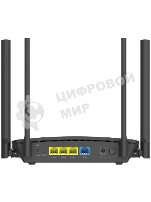 Двухдиапазонный Wi-Fi 6 маршрутизатор AX1500, 1x1000Base-T WAN, 3x1000Base-T LAN, 4 внешние антенны 5 dBi