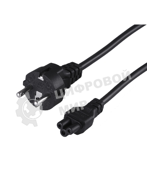 Шнур сетевой Rexant евровилка–евроразъем С5, кабель 3x0,5мм², 0,75м, для питания ноутбука (пакет ПВХ)