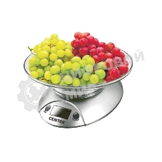 Весы кухонные Centek CT-2451 электронные, чаша, пластик, 5кг серебро/черный