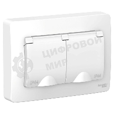 Розетка 2-м СП Blanca 16А 250В с защ. крышкой защ. шторки с заземл. IP44 бел. SchE BLNRS441121