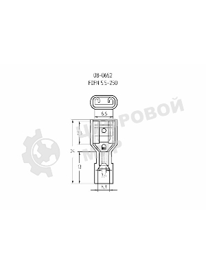 Клемма плоская Rexant полностью изолированная, гнездо 6.6 мм, в нейлоне 4-6 мм², (РПи-м(н) 6.0-(6.3)), желтый
