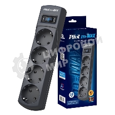 Сетевой фильтр Pilot m-MAX 3 м, 4 розетки, серый, коробка