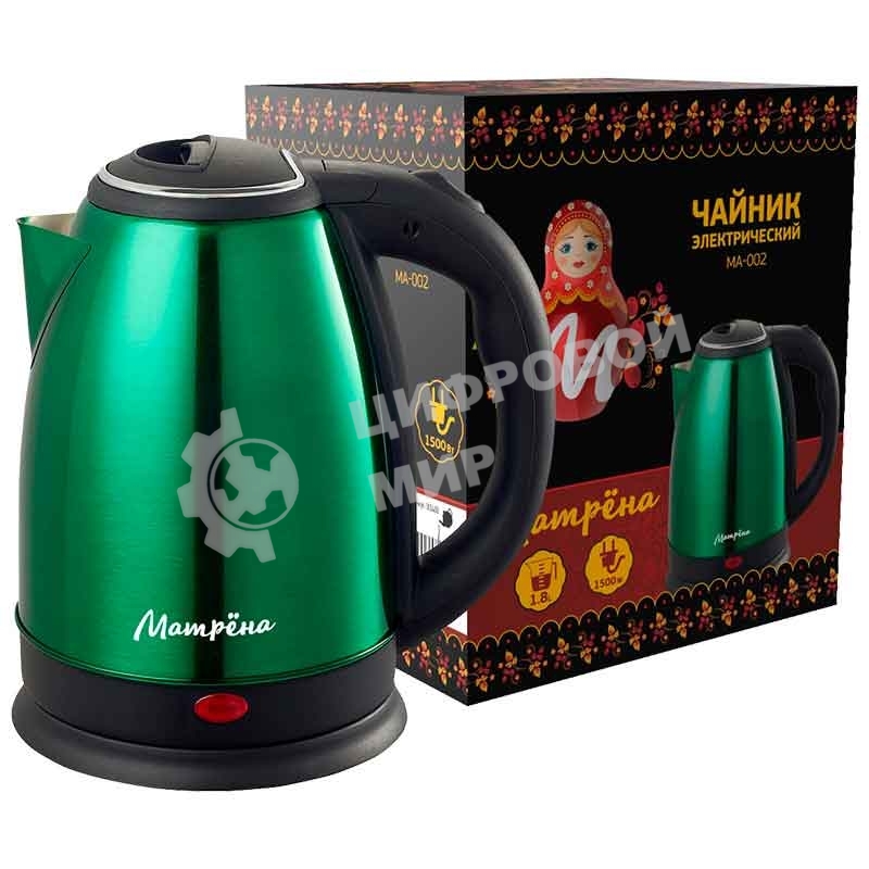 Чайник Матрена MA-002 электрический (1.8 л) стальной зеленый