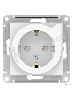 Механизм розетки 1-м СП AtlasDesign с заземл. защ. шторки с выталк. 16А бел. SchE ATN000147