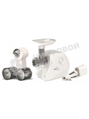 Мясорубка электрическая Ротор ЭМШ 35/250-3 белый, 1500 Вт, 0.6 кг/мин, реверс, защита от перегрузки, насадки - 4
