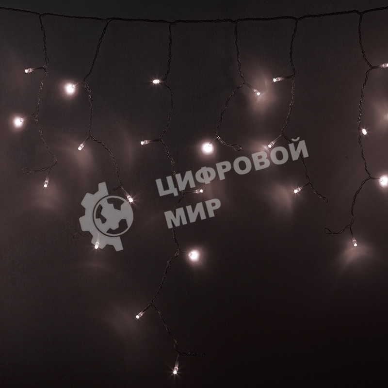 Гирлянда Neon-night Айсикл (бахрома) светодиодный, 2,4 х 0,6 м, прозрачный провод, 230 В, диоды теплый белый, 88 LED