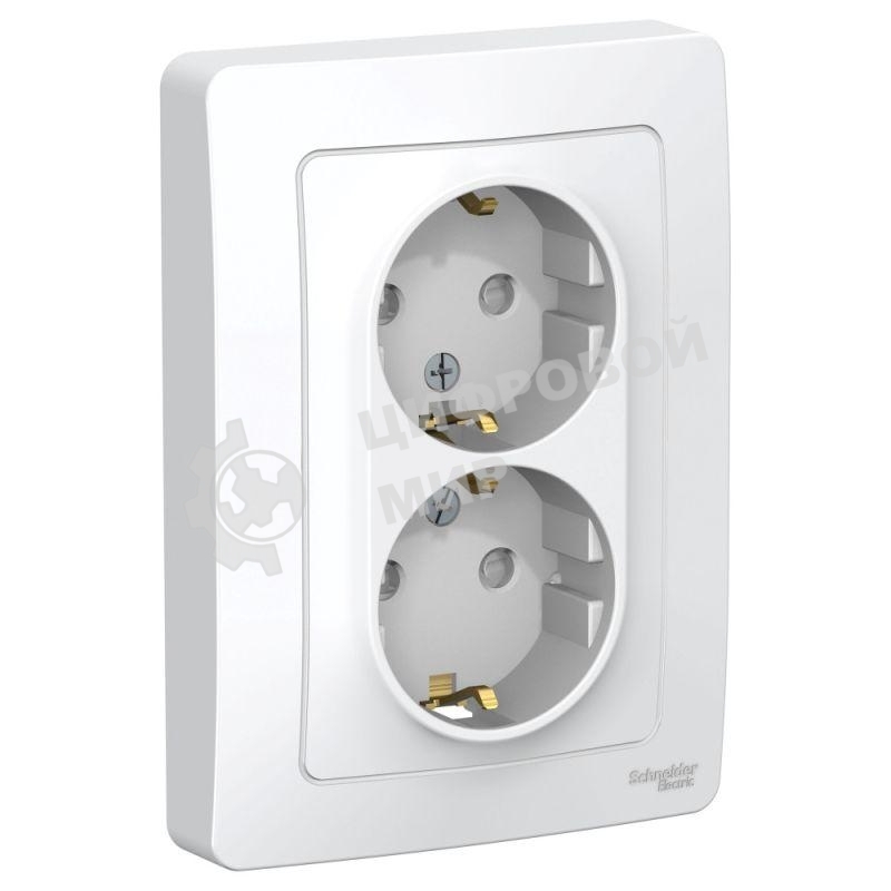 Розетка 2-м СП Blanca 16А 250В защ. шторки с заземл. бел. SchE BLNRS001121