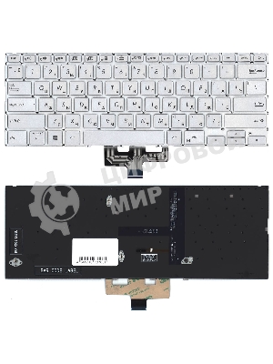 Клавиатура для ноутбука Asus ZenBook 14 UX434 серебристая с подсветкой