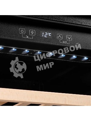 Винный шкаф Kuppersberg RBW 46, встраиваемый, High-Tech, объем 62 л, вместимость 28 бутылок, диапазон температуры 5-20 градусов, сенсорное открытие двери, 2 полки из бука, LCD дисплей, уровень шума 40 дБ, черный