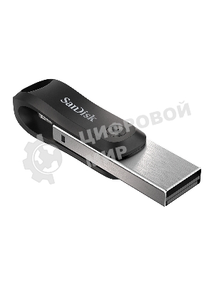 Флешка USB Sandisk IX60N iXpand GO (SDIX60N-128G-GN6NE), 128Gb, USB 3.0/Lightning, R/W 150/70, черный/серебристый