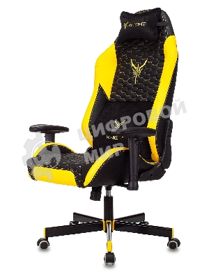 Кресло Knight Neon черный/желтый, экокожа, 120 кг, механизм качания