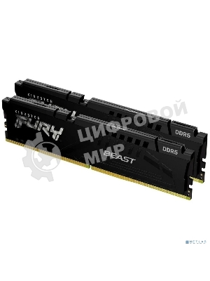 Оперативная память Kingston Fury Beast, DDR5, 64GB (2x32GB), 5600 MHz, CL40, с радиатором, чёрный