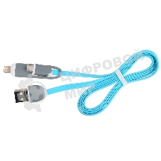 Кабель 2в1 MicroUSB+Lightning 8pin-USB Ritmix RCC-200 Blue для синхронизации/зарядки, 1м