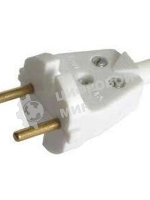 Вилка электрич. без заземл. бел. 6А 250В IP20 бел. с кембр. БЕЛТИЗ В6-001