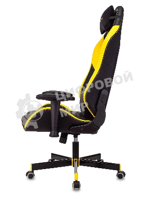 Кресло Knight Neon черный/желтый, экокожа, 120 кг, механизм качания