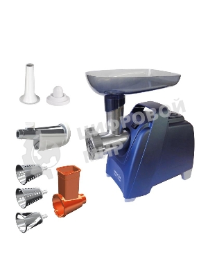 Мясорубка электрическая Аксион М61.02 темно-синий, 2000 Вт, 4.0 кг/мин, реверс, защита от перегрузки, насадки - 4