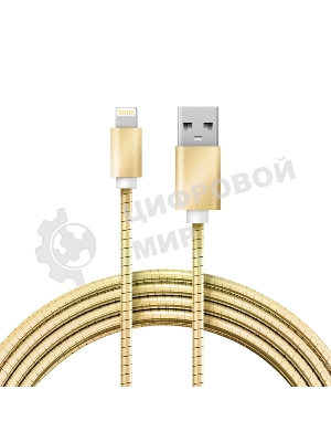 Кабель Rexant USB-A - Lightning для Apple, 2,4А, 1м, в золотой металлической оплетке
