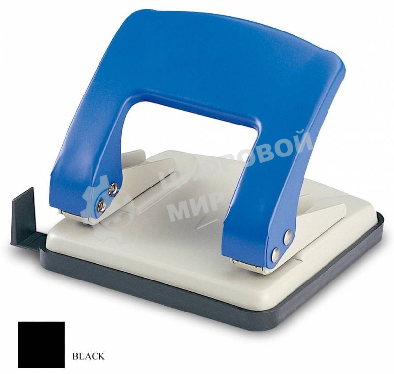 Дырокол Kw-Trio Stylish Medium 966GR/BLCK, до 20 листов, металл черный, отверстий: 2, с линейкой