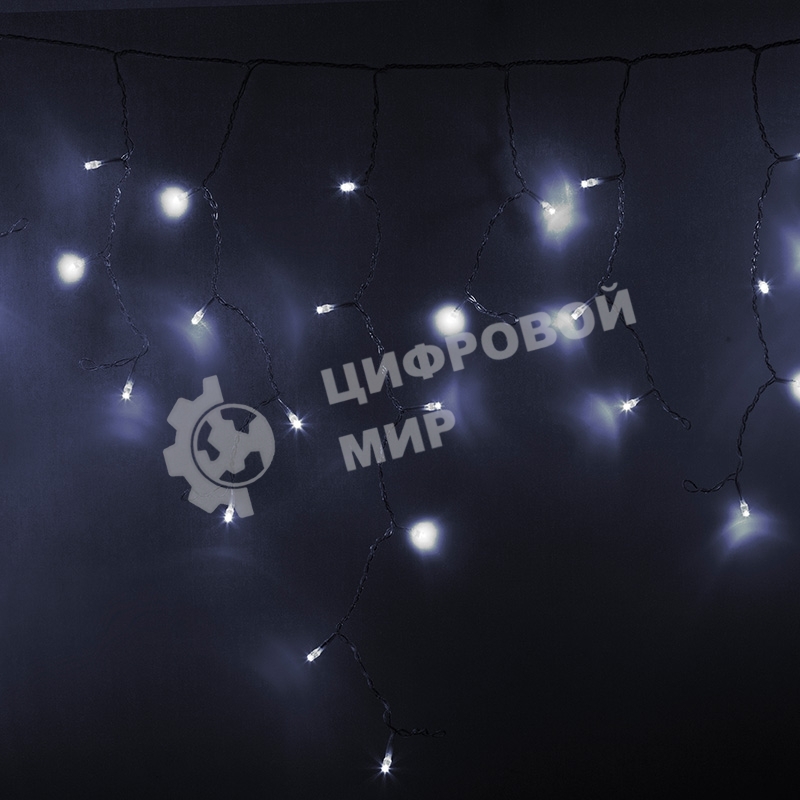 Гирлянда Neon-night Айсикл (бахрома) светодиодный, 2,4 х 0,6 м, прозрачный провод, 230 В, диоды белые, 88 LED