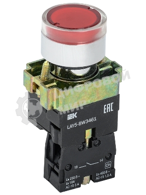 Кнопка LAY5-BW3461 с подсв. красн. 1з IEK BBT50-BW-K04