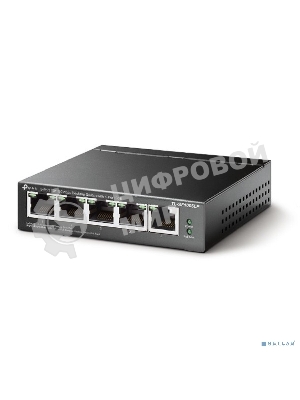 Коммутатор 5-Port 10/100Mbps Unmanaged Switch with 4-Port PoE, meta case, desktop mount, PoE budget 41W.