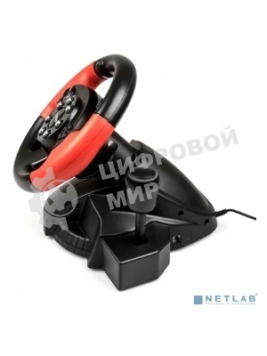 Игровой руль Dialog GW-125VR E-Racer - эф.вибрации, 2 педали, рычаг ПП, PC USB