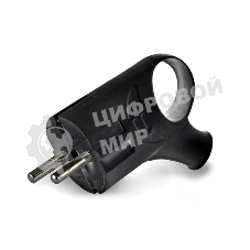 Вилка электрич. с заземл. угл. с ушком черный 16А 250В (еврослот) UNIVersal А0112