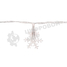 Гирлянда светодиодная Neon-night Снежинки большие 5м, 20LED, IP20, прозрачный провод, свечение мульти (RG/RB), мигание, 230В