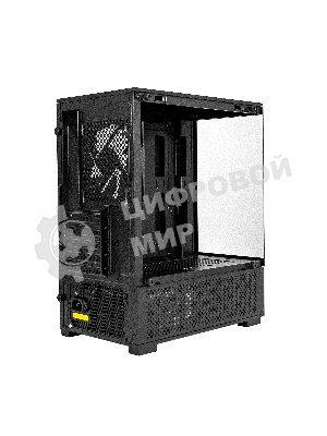 Компьютерный корпус Minitower ExeGate i3 SEA (mATX, БП 450NPX, 2*USB+1*USB 3.0, HD аудио, черный, 1 вент. 12см с RGB подсветкой, передняя и боковая панели - закаленное стекло)