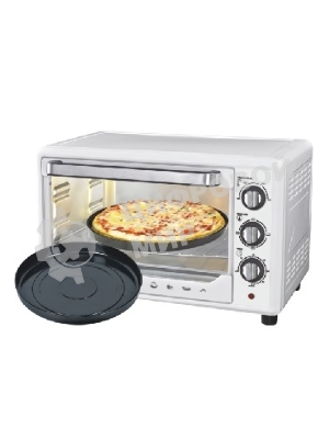 Мини-печь Sakura SA-7001WP 35л, духовка 1600 Вт,, механ.управление, 3 режима работы духовки (верх, низ, верх+низ), таймер на 60 минут, регулировка температуры духовки, комплектация - металлическая решетка, противень, круглая форма для выпечки (230х50 мм), ухват. белый.