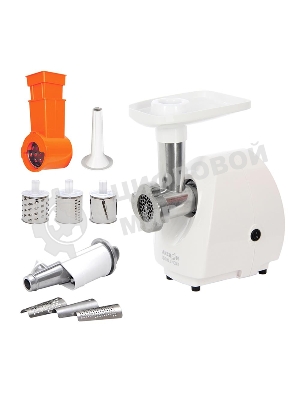 Мясорубка электрическая Аксион М25.02 белый, 1500 Вт, 1.7 кг/мин, защита от перегрузки, насадки - 7