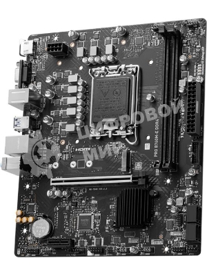 Материнская плата MSI PRO B760M-E DDR4, LGA 1700, Intel B760, 2xDDR4, 4xSATA, 1xM.2, 1xPCIe 4.0 x16, 1xPCIe 4.0 x1, 1xHDMI, 1xVGA, 1x1Gb LAN, 2xUSB-A 3.2 Gen 1, 4xUSB-A 2.0, 3x3.5 мм, 7.1, mATX