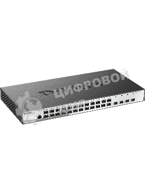 Коммутатор управляемый L2 DGS-1210-28XS/ME/B2A с 24 портами 100/1000Base-X SFP и 4 портами 10Gbase-X SFP+
