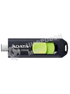 Флешка USB ADATA UC300 (ACHO-UC300-256G-RBK/GN), 256Gb, Type-C USB 3.2, R/W 100/30, черный/зеленый